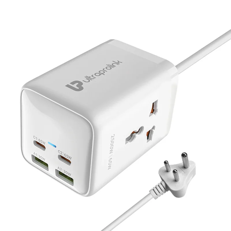 Power Qube 65 2 Socket Surge Protector with 4 USB Ports (65W)