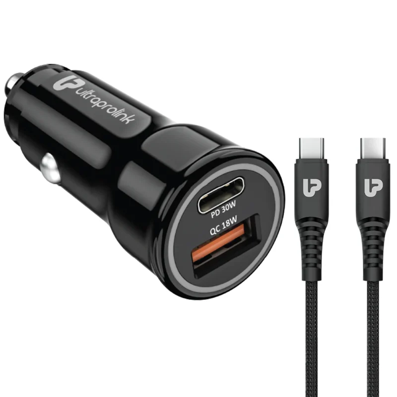 UltraProlink Mach 48 PD/QC3.0/PPS Car Charger (48W) with 1m C2C Cable