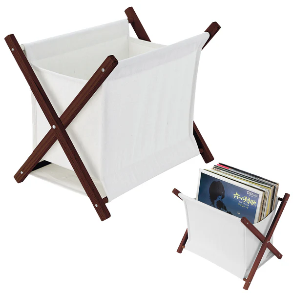 12" Vinyl Records Folding Canvas & Wood holder for 30 LPs