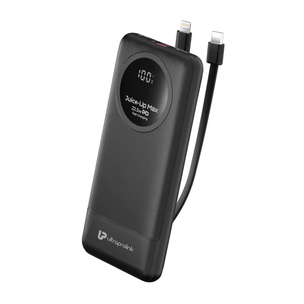 Juice-Up   Max   |   10000mah   |   Slim   &   compact   Power   Bank   with   Type   C   &   iPhone   Cable