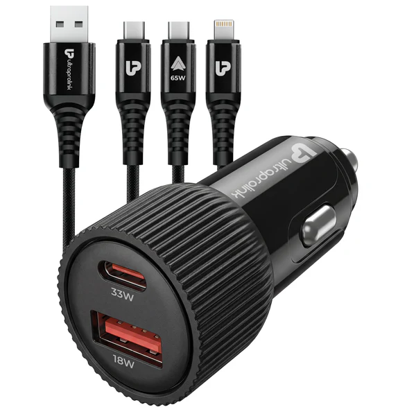 Mach   Trio-Link   |   51W   Dual   Port   Fast   Car   Charger   with   3-in-1   Cable