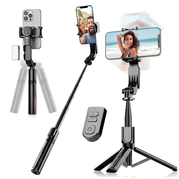 Snap-Z   Pro   |   3   in   1   Gimbal-Selfie   Stick   &   Extendible   Quadripod
