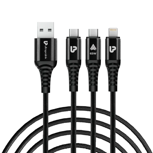 TrioLink   65   3   in   1   Braided   Fast   Charging   Cable   with   Car   Play