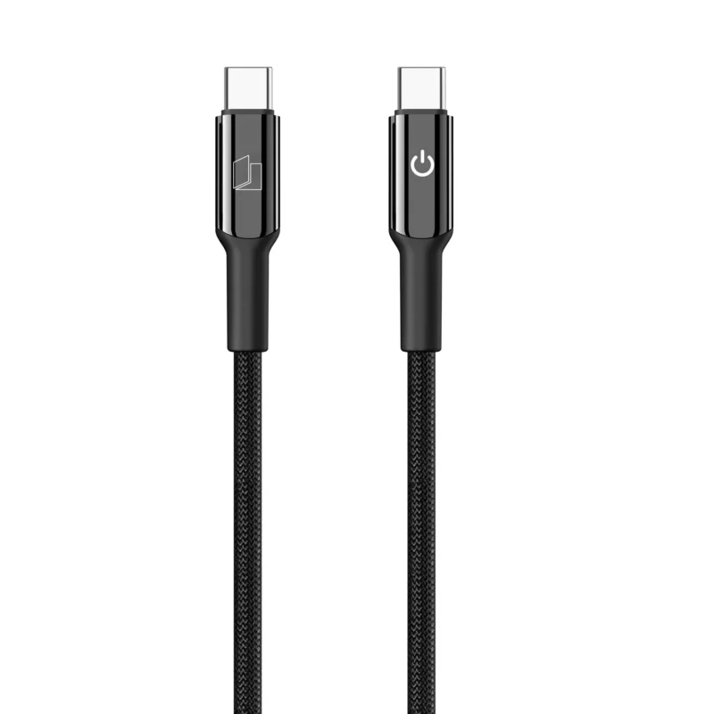 60W USB-C to C Connector Smart Auto-off Cable 1.5M Compatible with New Notebook, Macbook, Smartphones, Tablets, Power Banks, Earbuds and All USB-C Enabled Devices
