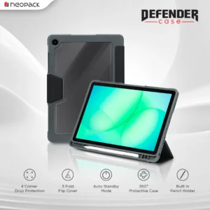 Drop Tested Defender Case with Pencil Holder for Samsung Galaxy Tab S9FE-S10FE-S10 Lite Tablets (Black)-1