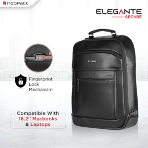 Elegante Secure Anti-Theft Backpack with Finger Print Lock Compatible with Upto 16.2in Macbooks & 15in Laptops (Black)-1