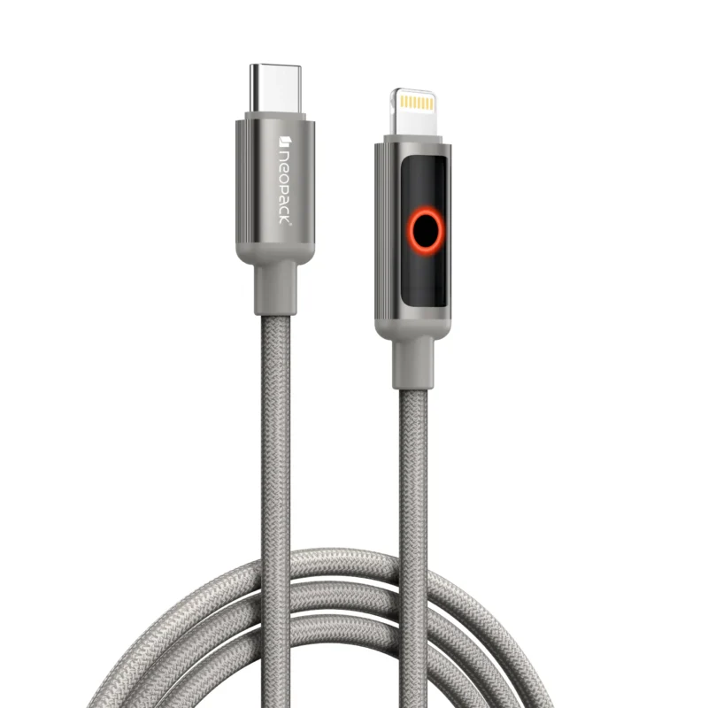 Neopack 30W USB-C to Lightning Connector Smart Auto-off LCD Display Cable 1.5M Compatible with iPhone, Macbooks, iPad and More