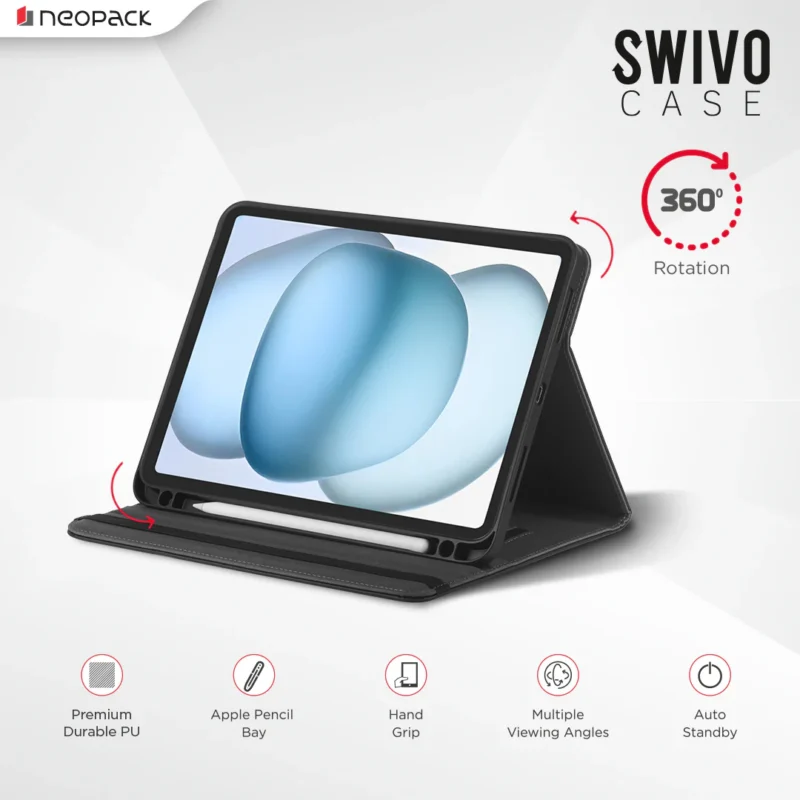 Swivo Rotary Case with Pencil Holder for iPad 10.9, Fits: 10th Gen & A16 Model, Fits: 11th Gen