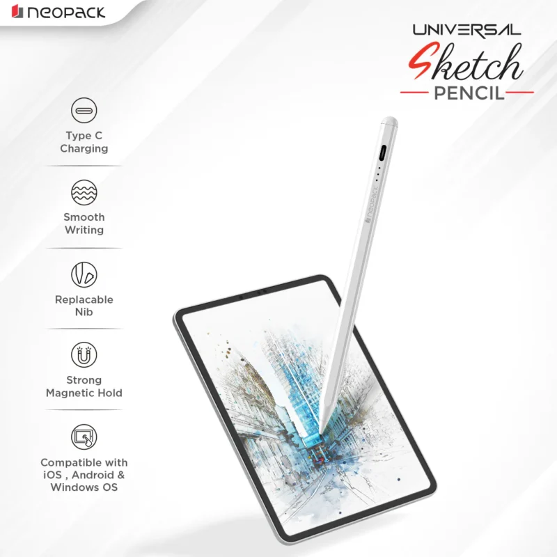 Universal Sketch Pencil with Magnetic Attached and Long Battery Life Compatible with iOS, Android, Windows Touchscreen Devices