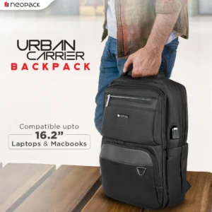Urban Carrier Laptop Backpack with USB Port For Up to 16.2 Inch Macbooks & Notebooks (Black)-1