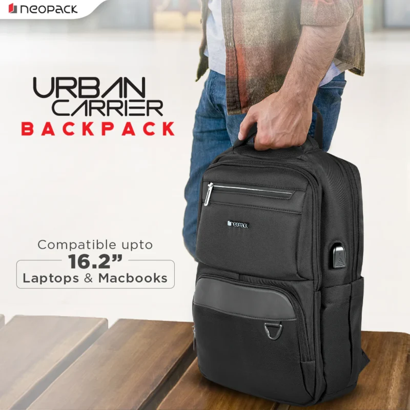 Urban Carrier Laptop Backpack with USB Port For Up to 16.2 Inch Macbooks & Notebooks