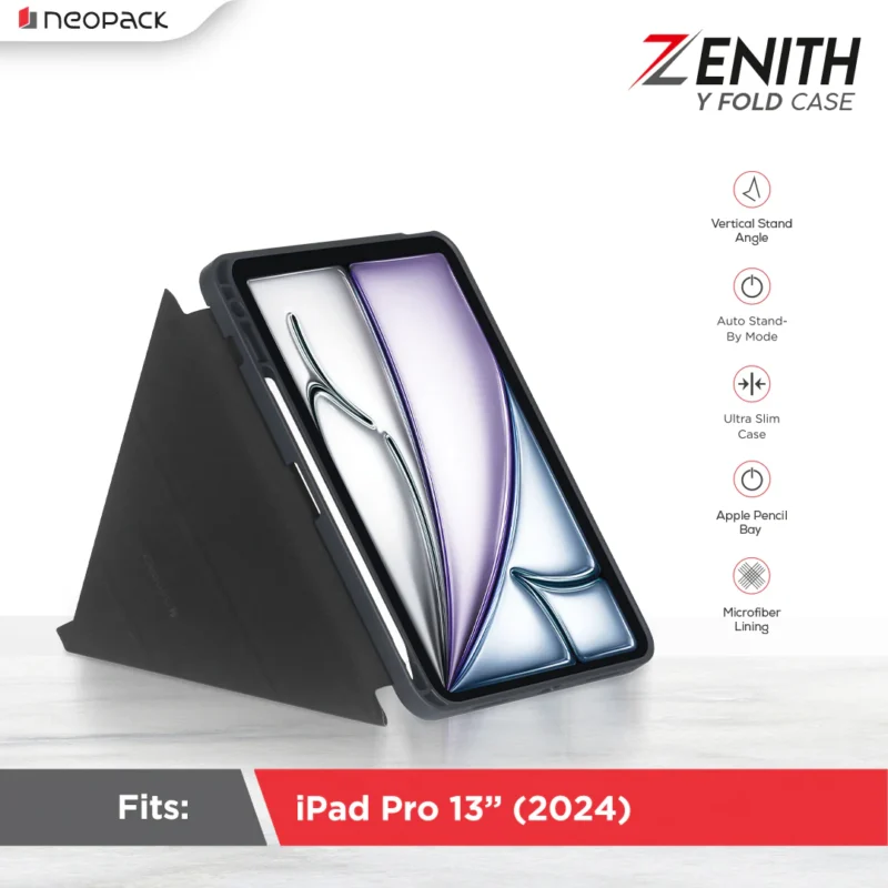 Zenith Y Fold Case with Apple Pencil Holder for iPad Pro 13", Fits: M4 & M5 Models